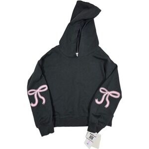 Tween Diva Girl's Size 8 Grey Hoodie w/Pink Bow Sleeve Coquette